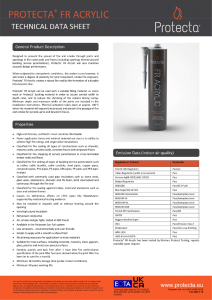 Technical Data Sheet FR Acrylic - Fire Rated Sealant