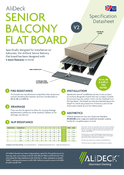 AliDeck Aluminium Decking Senior Flat Board Datasheet