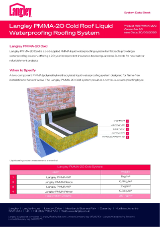 Langley PMMA - 20 Cold Liquid Waterproofing System Data Sheet