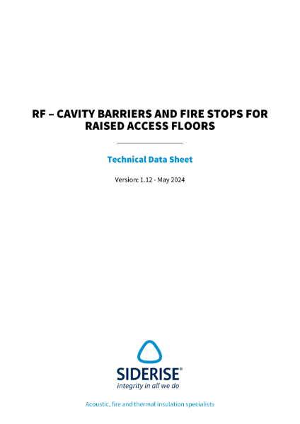 Siderise RF  Cavity Barriers and Fire Stops for Raised Access Floors – Technical Data