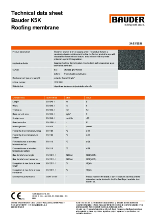 Bauder K5K Roofing membrane (Charcoal Grey)