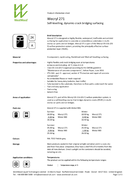 Wecryl 271 - Product information sheet