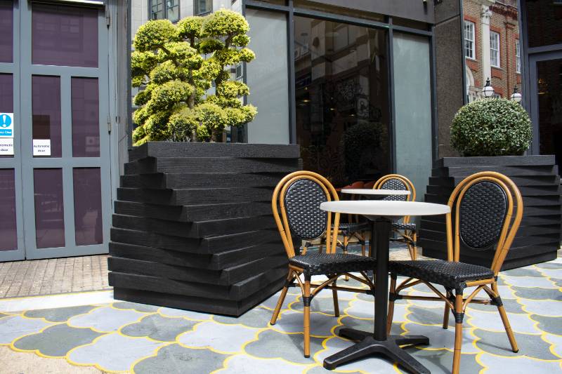 MEDITE TRICOYA EXTREME used in distinctive planters at Hammersmith Station