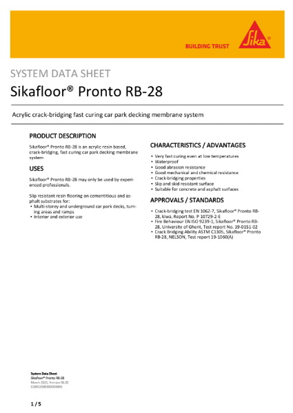 System Data Sheet - Sikafloor Pronto RB-28