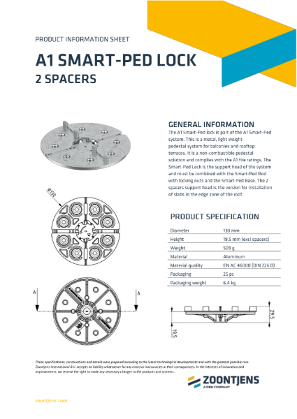 A1 Smart-Ped Lock 2 Spacers Product Information Sheet