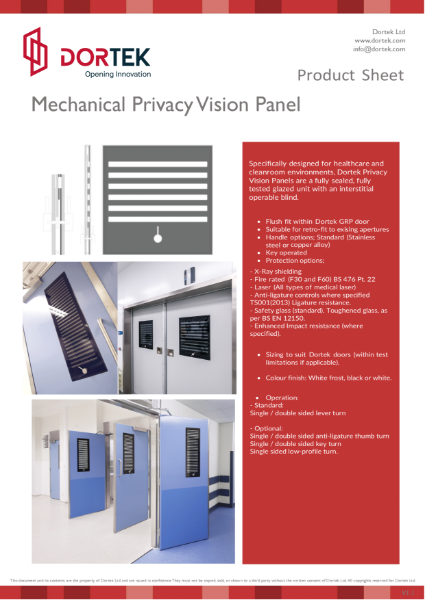 9.9.1 Dortek Privacy Vision Panels Data Sheet