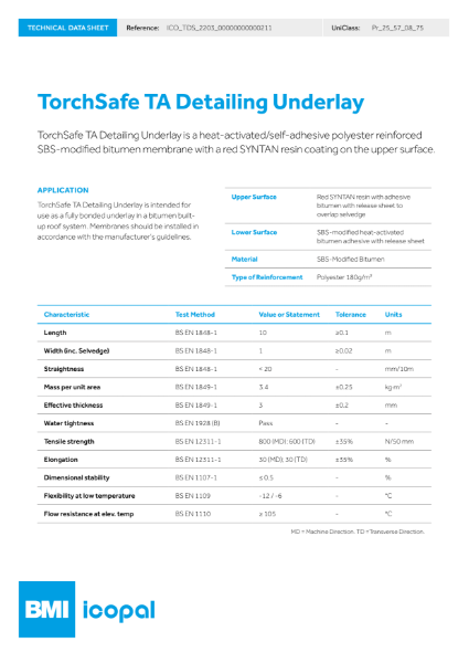 TorchSafe TA Detailing Underlay Technical Data Sheet
