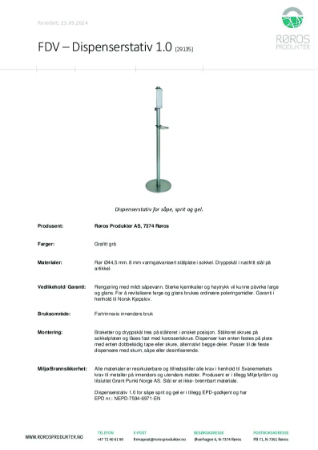 FDV-skjema for Dispenserstativ 1.0