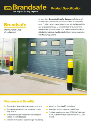 Demountable Drop Core Heavy Duty Bollard - Brandsafe Spec Sheet