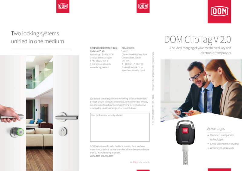 DOM Cliptag Mechatronic Locking system