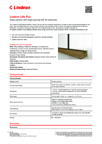 Lindner Life Fire - Data sheet