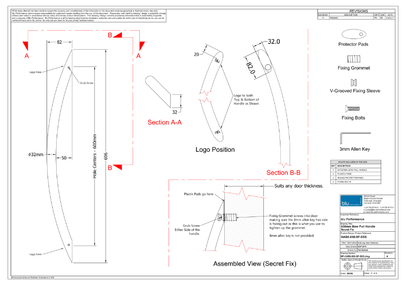 Stainless Steel 'Bow' Door Pull Handle BLU™ HAB8 Door Handle