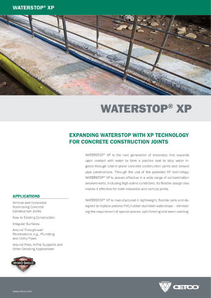 WATERSTOP® XP - EXPANDING WATERSTOP WITH XP TECHNOLOGY FOR CONCRETE CONSTRUCTION JOINTS