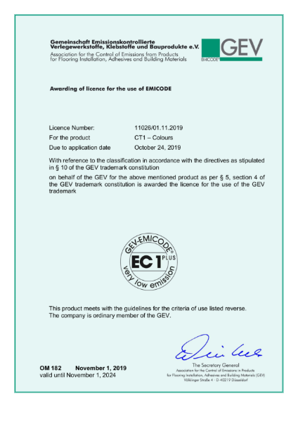  CT1 Colours (Not Silver) - EMICODE EC1 PLUS - Very Low Emissions