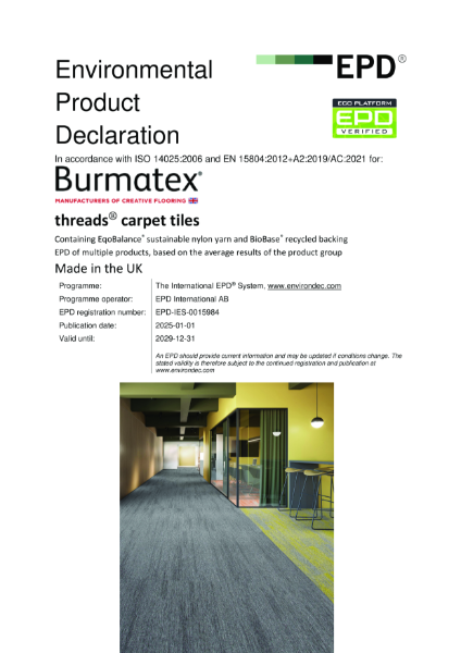 EPD certificate for threads® carpet tiles