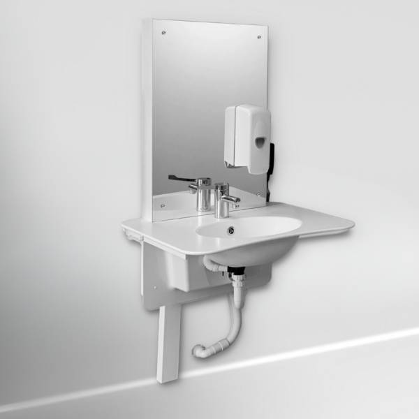 Height Adjustable Washbasin with integrated mirror