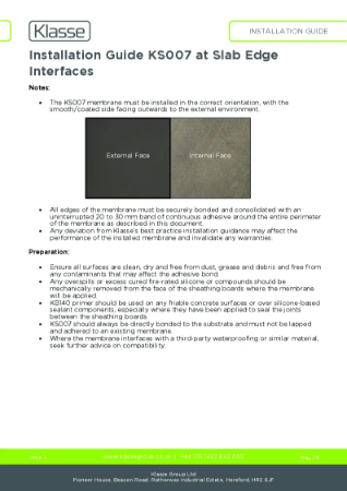 KlasseSEAL KS007 Installation Guide (Slab Edge)