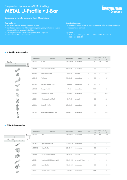 METAL U-Profile + J-Bar Datasheet