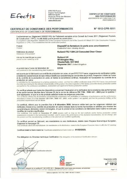 Certificate of constancy of performance