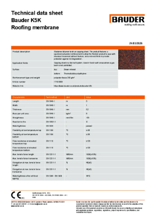 Bauder K5K Roofing Membrane (Brown)