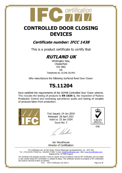 TS.11204 - BS EN 1634-1 Fire Test - IFC Certificate