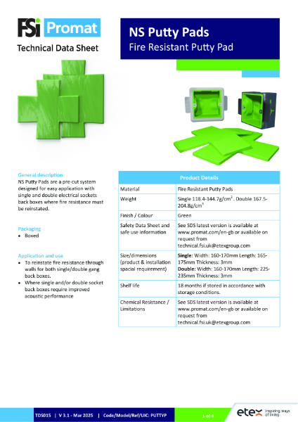 NS Putty Pads TDS - 3.1 - Mar 2025