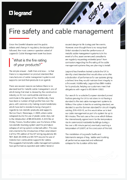 Fire safety and cable management