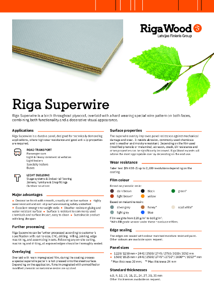 Riga Superwire - Datasheet - Riga Wood