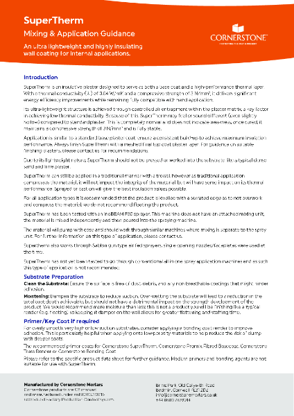 Cornerstone SuperTherm Mixing and Application Guidance