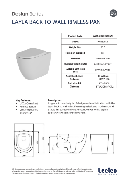 Layla Round Rimless Back-to-Wall WC Pan