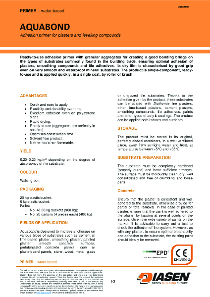 Diasen Aquabond Primer Technical Datasheet
