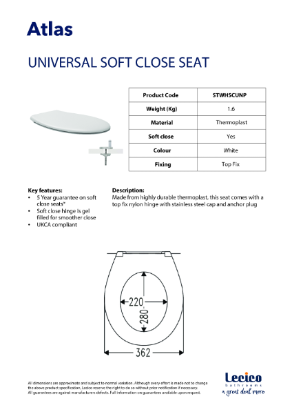 Universal Soft Close Seat