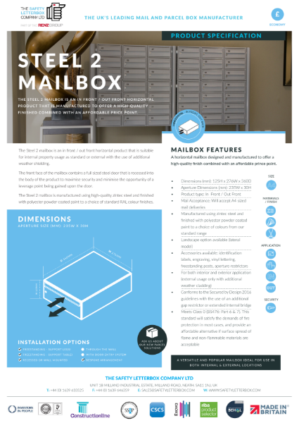 Steel 2 Mailbox Data Sheet