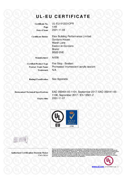 Etex Promaseal Intumescent Acrylic Sealant