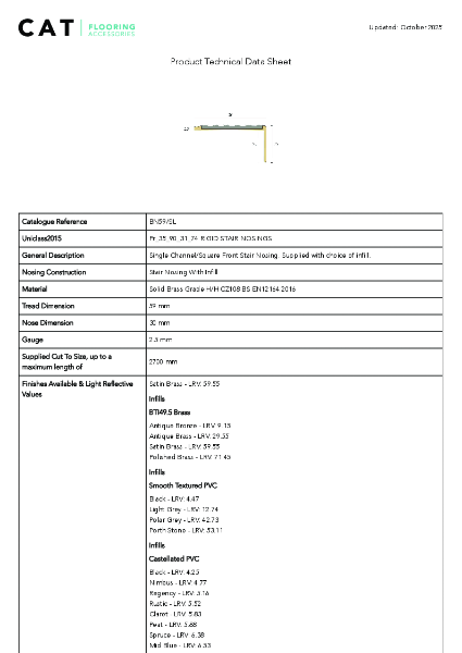 BN59/SL Satin Brass Technical Datasheet