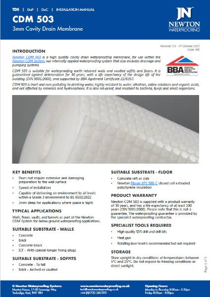 Newton 503 & 503 Mesh Membranes - Technical Data Sheet