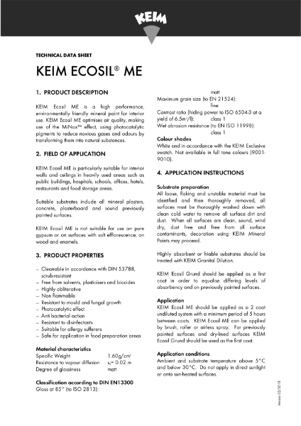 Keim Ecosil ME Technical Data Sheet