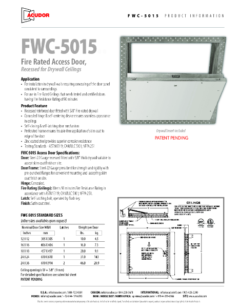 FWC-5015 Product Sheet