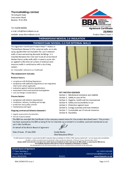 BBA Certificate - Nexseal LE - External Wall