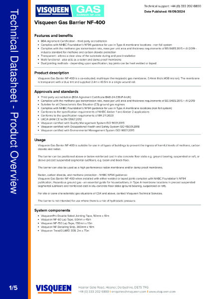 NF-400 Gas Barrier – Technical Data Sheet