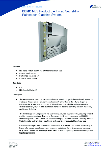 BEMO Invisio Secret-Fix Rainscreen Cladding System