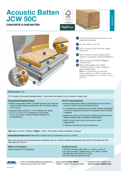 Acoustic Flooring Batten 50C