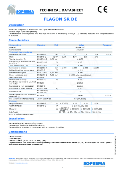 Flagon PVC Technical Data Sheet