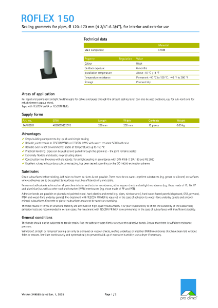 Roflex 150 Technical Datasheet