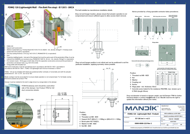 FDMQ 120 – Lightweight Wall FireBatt - CID (UKCA)