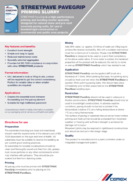 CEMEX Pavegrip - Technical Datasheet