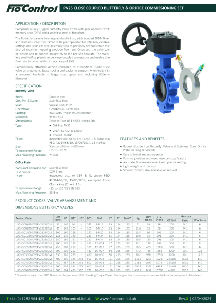 PN25 Close Coupled Butterfly & Orifice Plate Commissioning Set