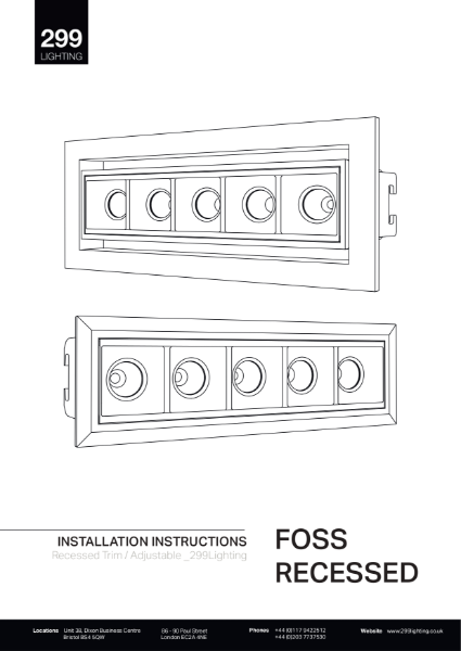 Foss Recessed Adjustable Modular Linear Lighting Installation Instruction