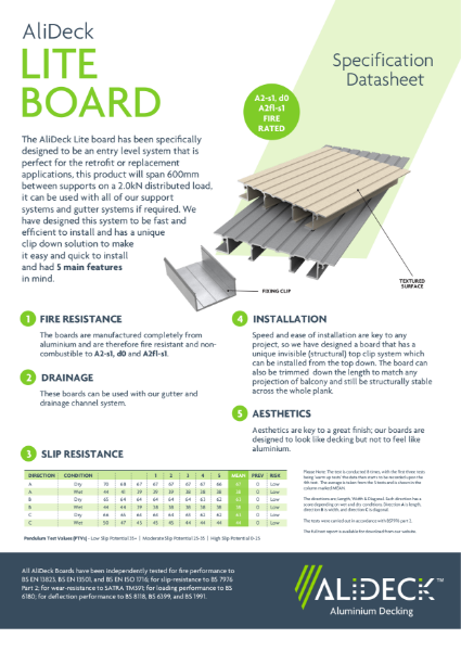 AliDeck Aluminium Decking Lite Board