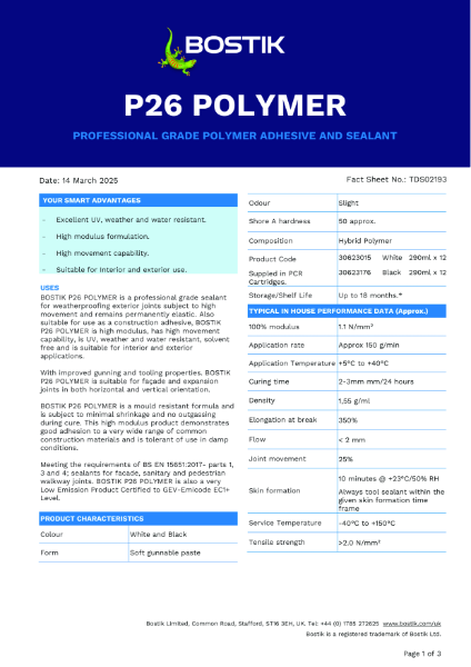 Bostik Professional P26 Polymer TDS